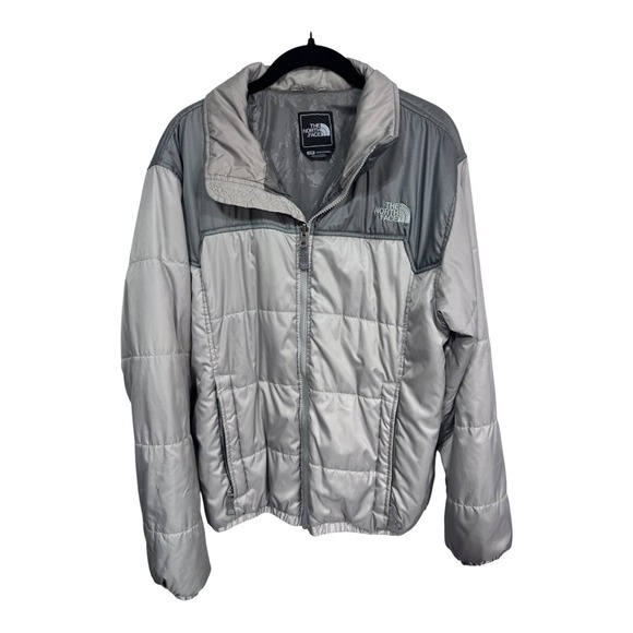 The North‎ Face Gray Silver Insulated Zip Up Quilted Puffer Jacket Men's Size M - Picture 1 of 8